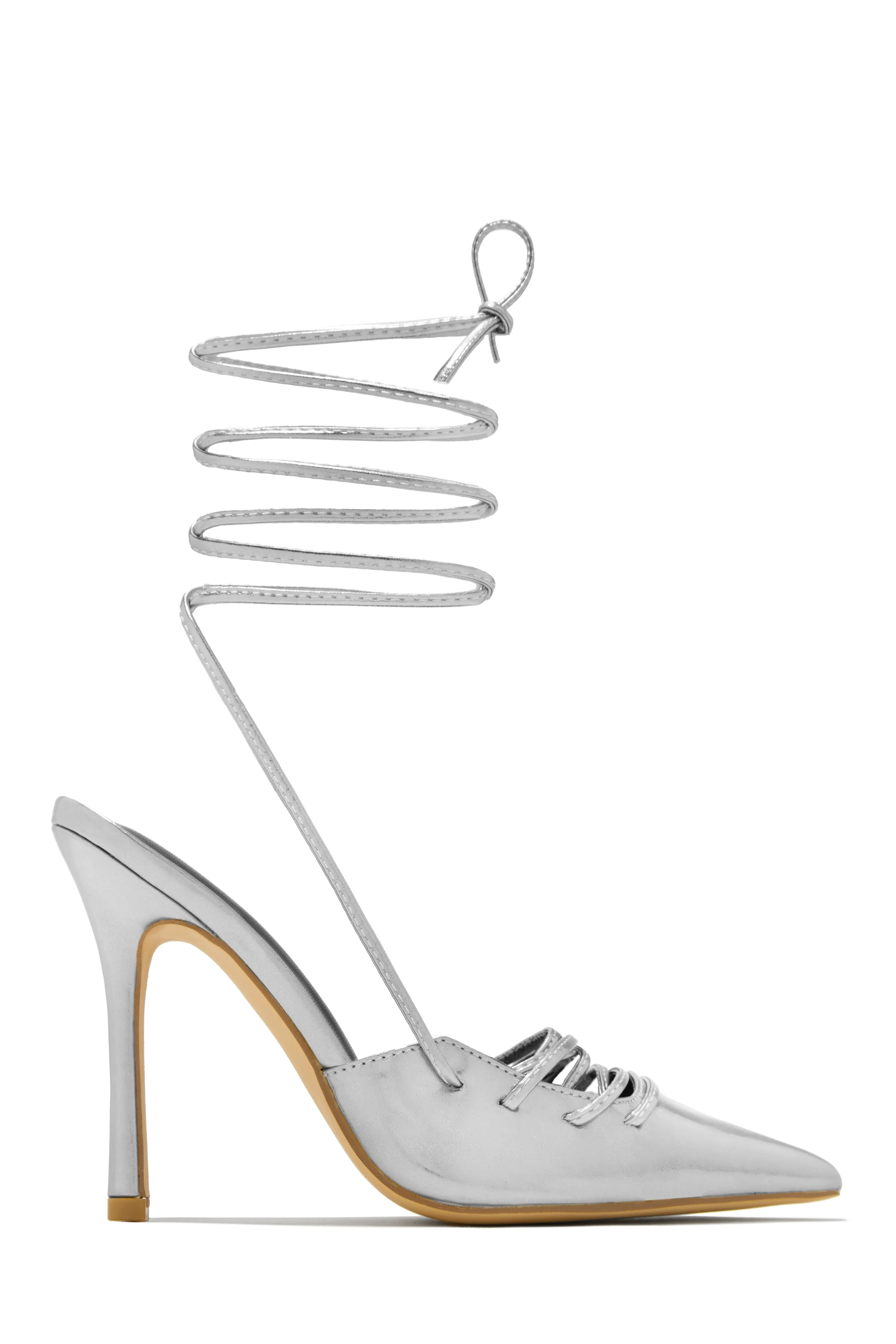 Simone Lace Up High Heel Pumps - Nude