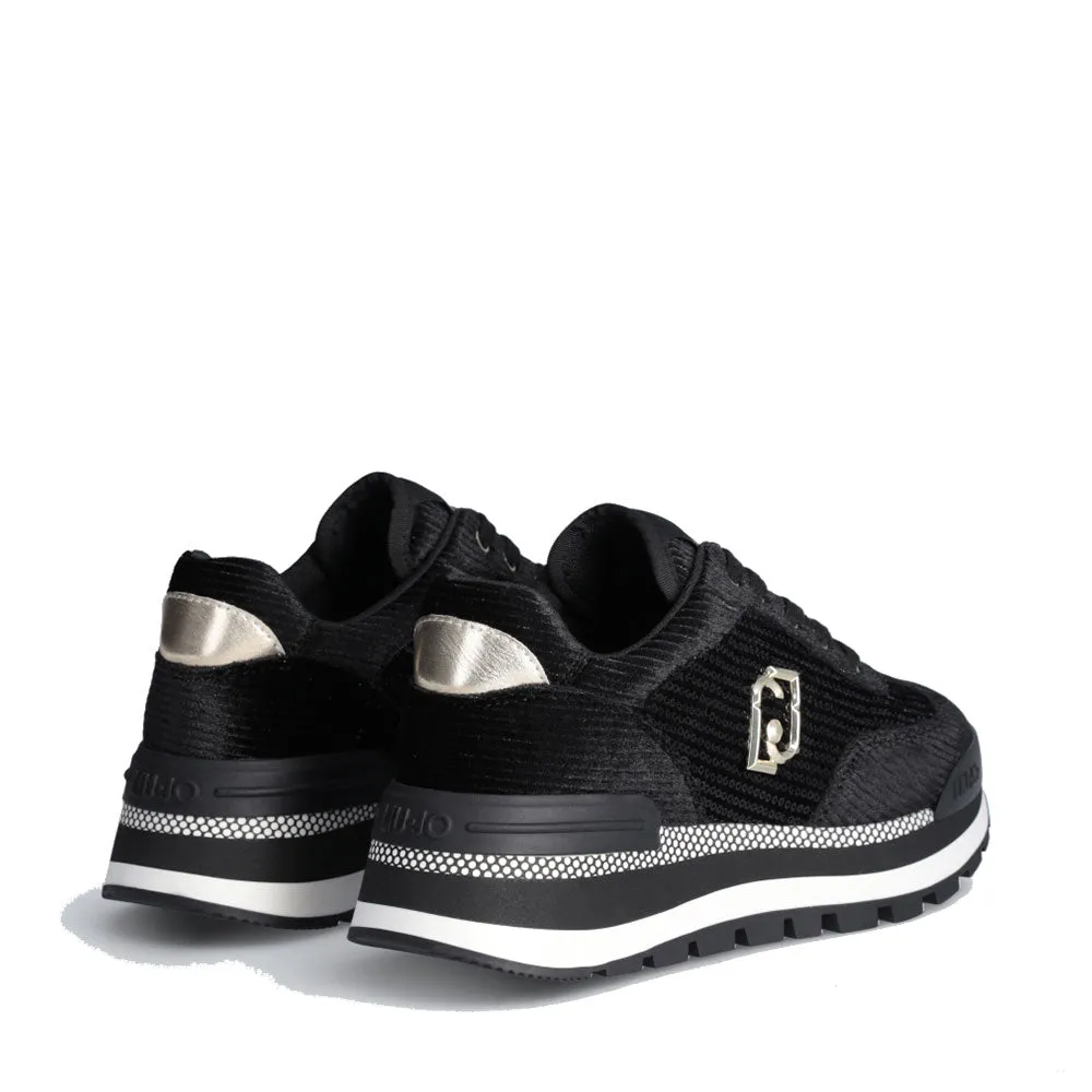 Sneakers Platform LIU JO Amazing 23 in Velluto Nero con Paillettes