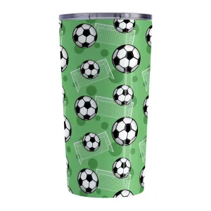 Soccer Ball and Goal Pattern Green Tumbler Cup