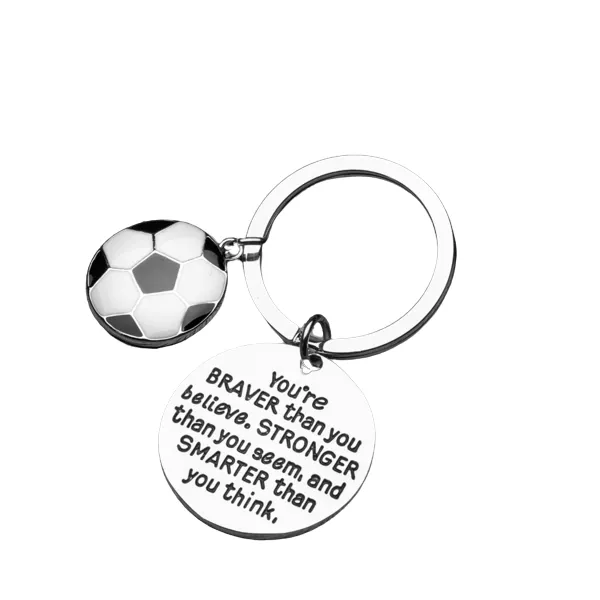 Soccer Keychain - Inspirational You’re Braver than you Believe