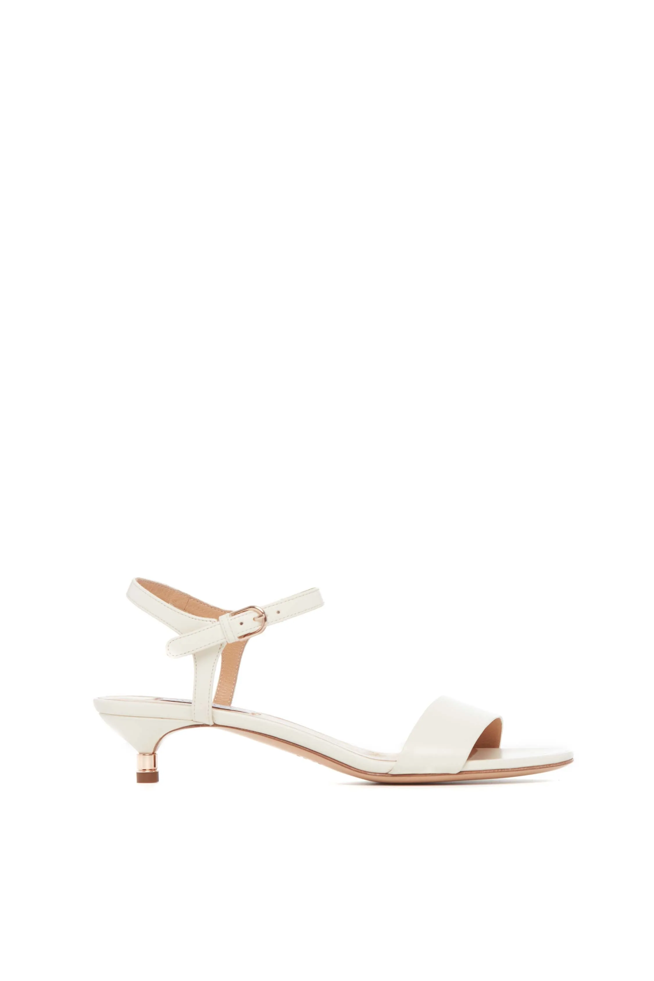 Soraya Low Heel Sandal in Cream Leather