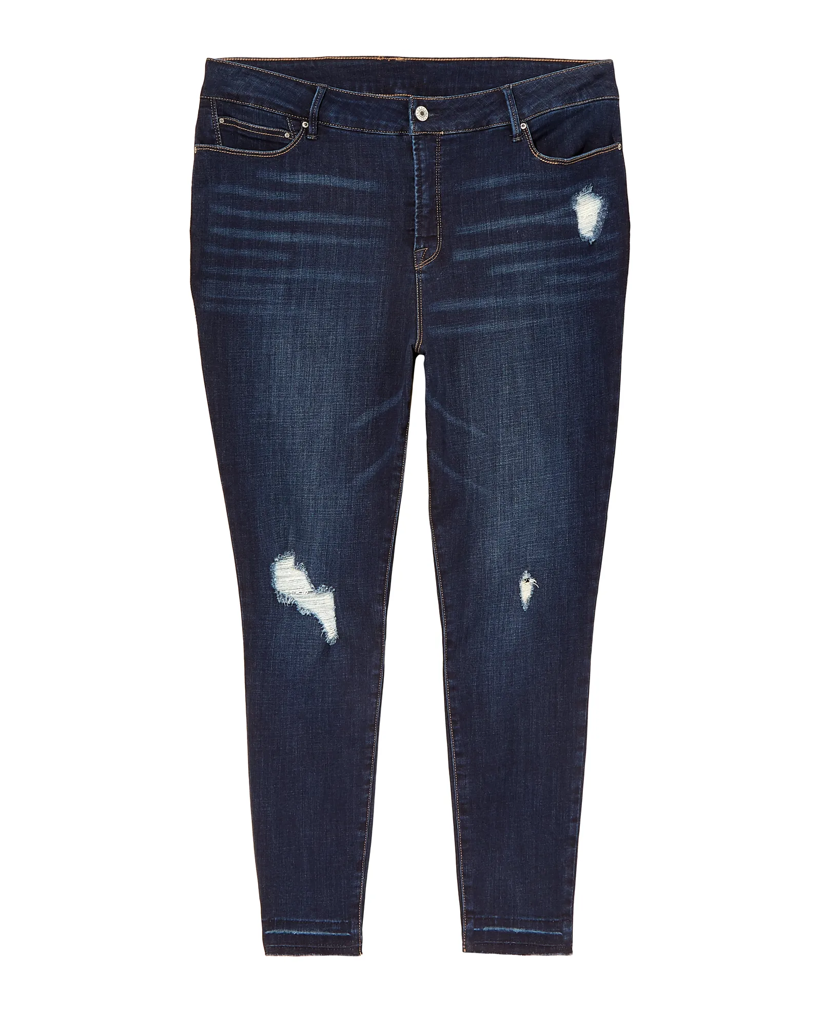 Stagg Destructed Ankle Skinny Jean with Released Hem | Dark Wash