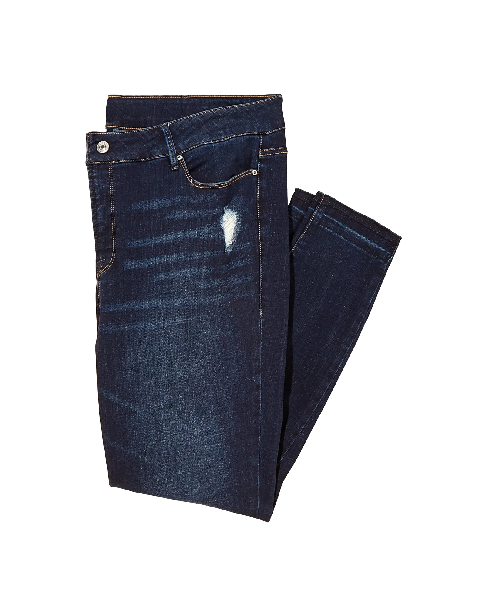 Stagg Destructed Ankle Skinny Jean with Released Hem | Dark Wash