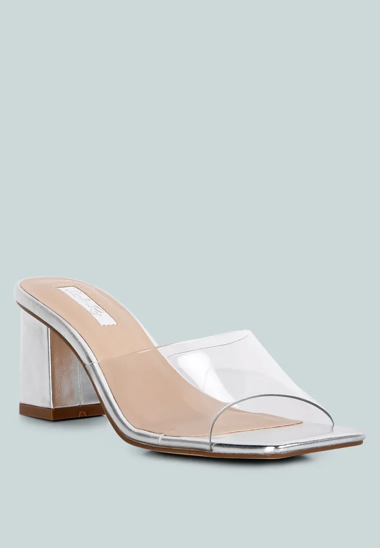 Sun Drop Translucent Strap Block Heel Sandals