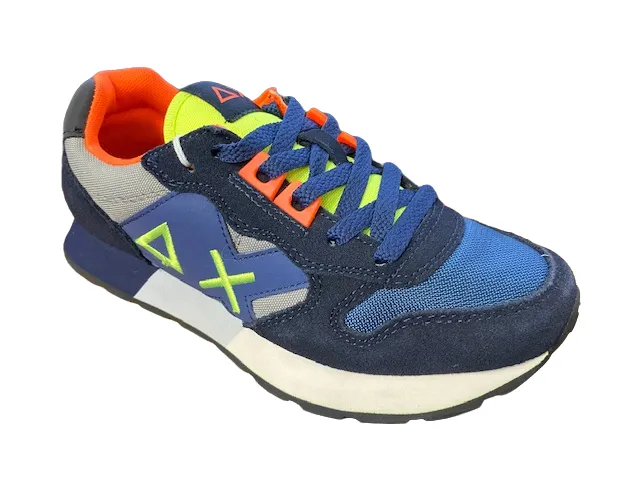 Sun68 sneakers da ragazzo Jaky Fluo Z42315T 0734 navy blue-grigio medio