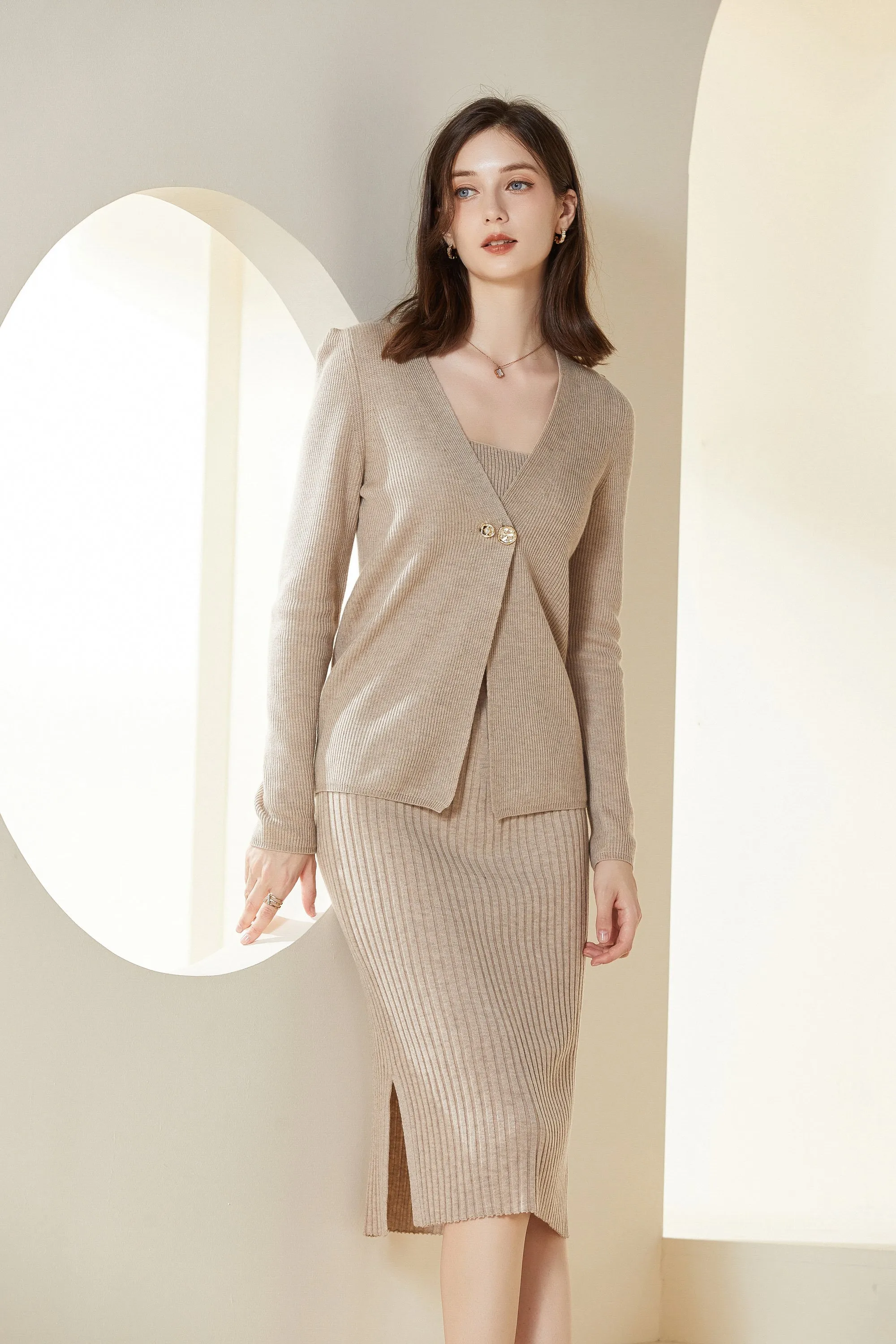 Sylphide | Delilah Stretch Wool Dress and Cardigan Set