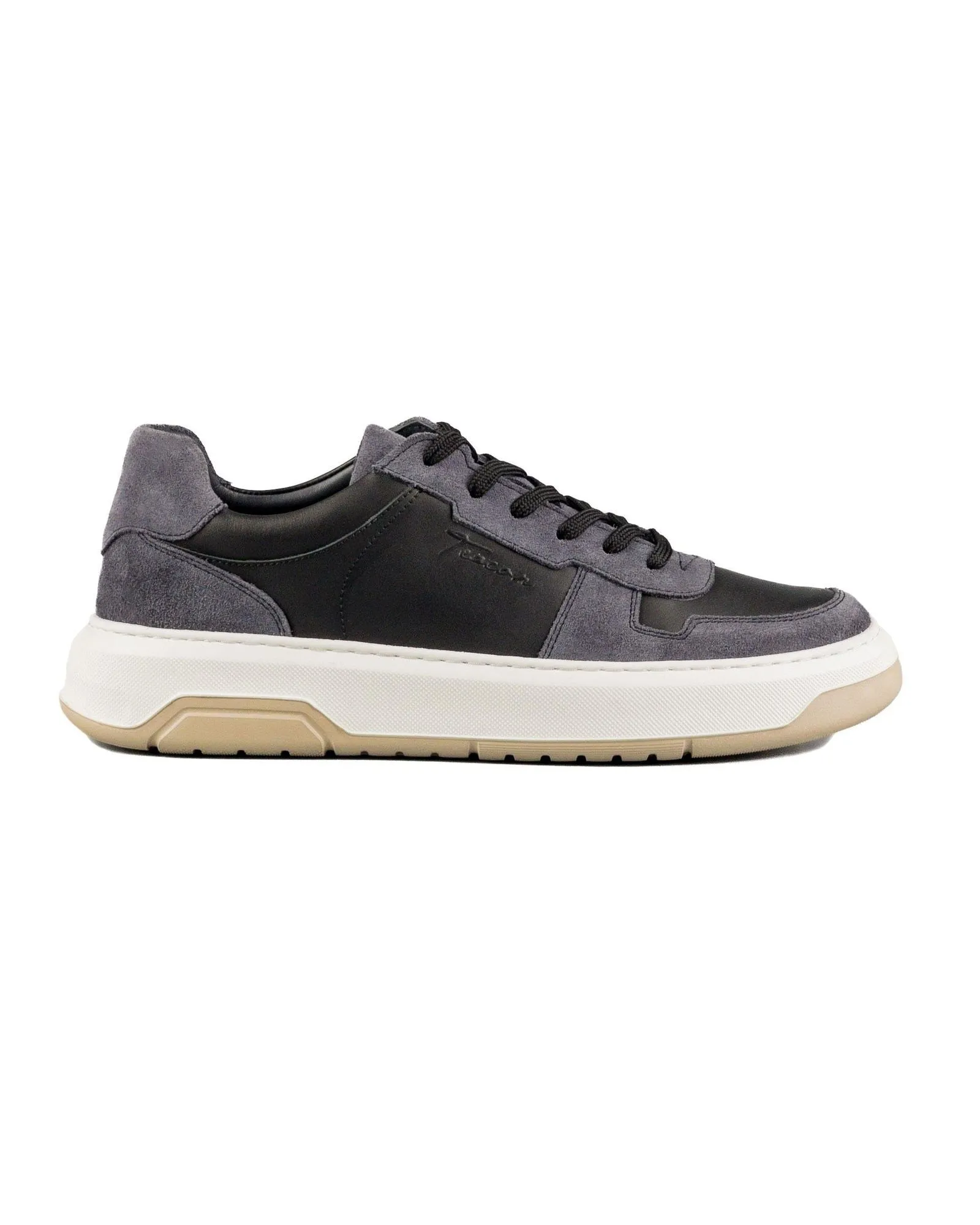 T-Hornet Gray Suede and Black Genuine Leather Men's Sports Sneaker Shoes