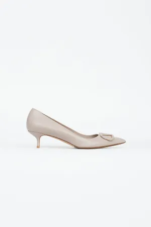 Taupe Leather VLogo Signature Heel