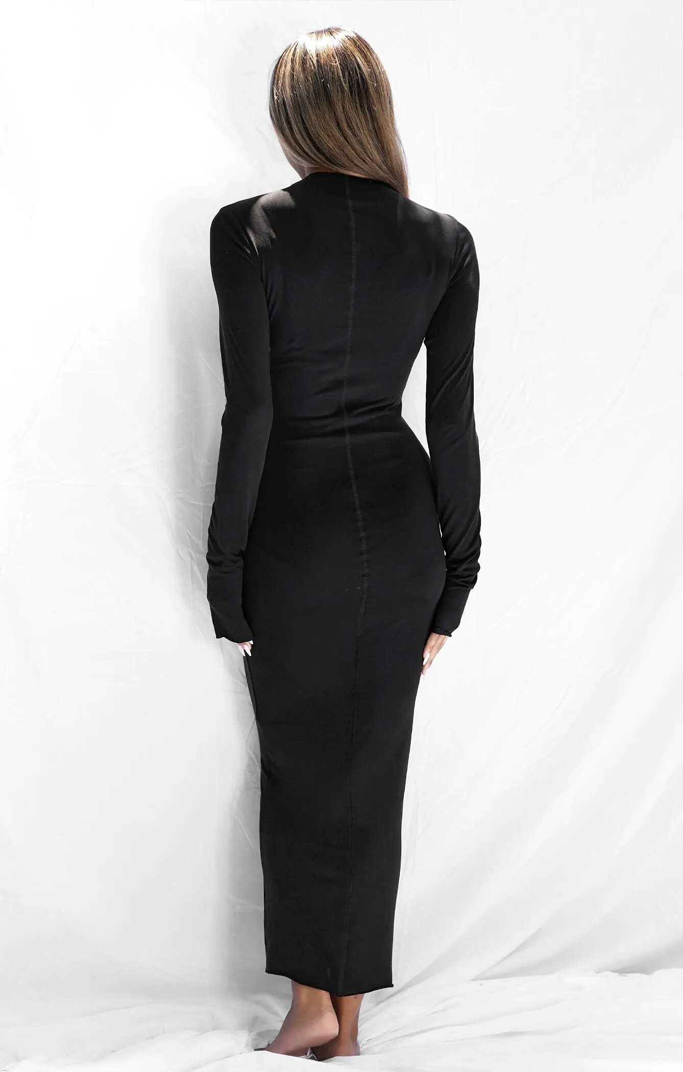 THE MODAL L/S MIDI DRESS - BLACK