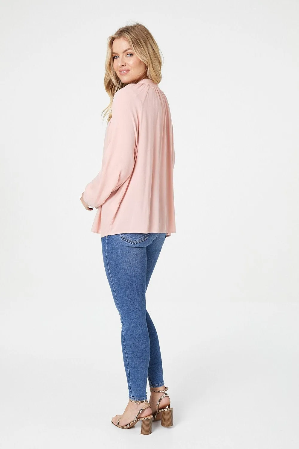 Tie Neck Long Sleeve Blouse