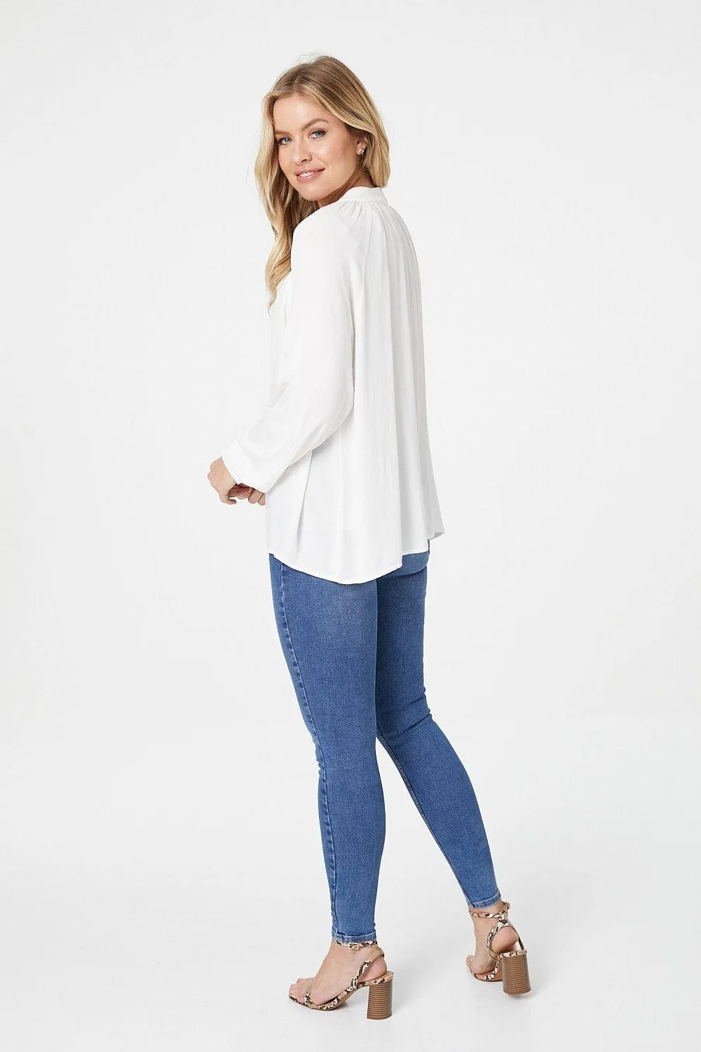 Tie Neck Long Sleeve Blouse