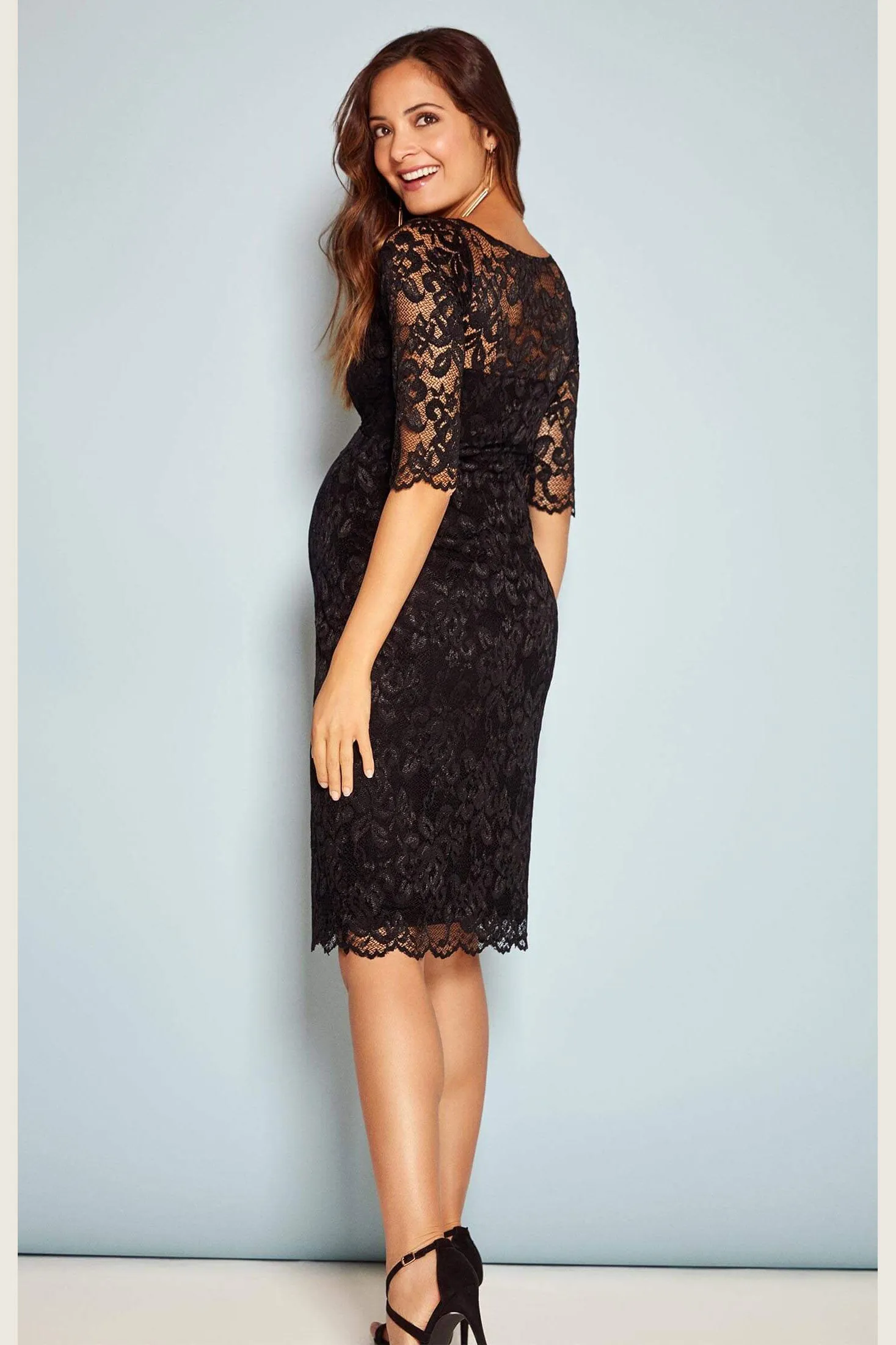 Tiffany Rose Amelia Maternity Lace Dress in Caviar Black