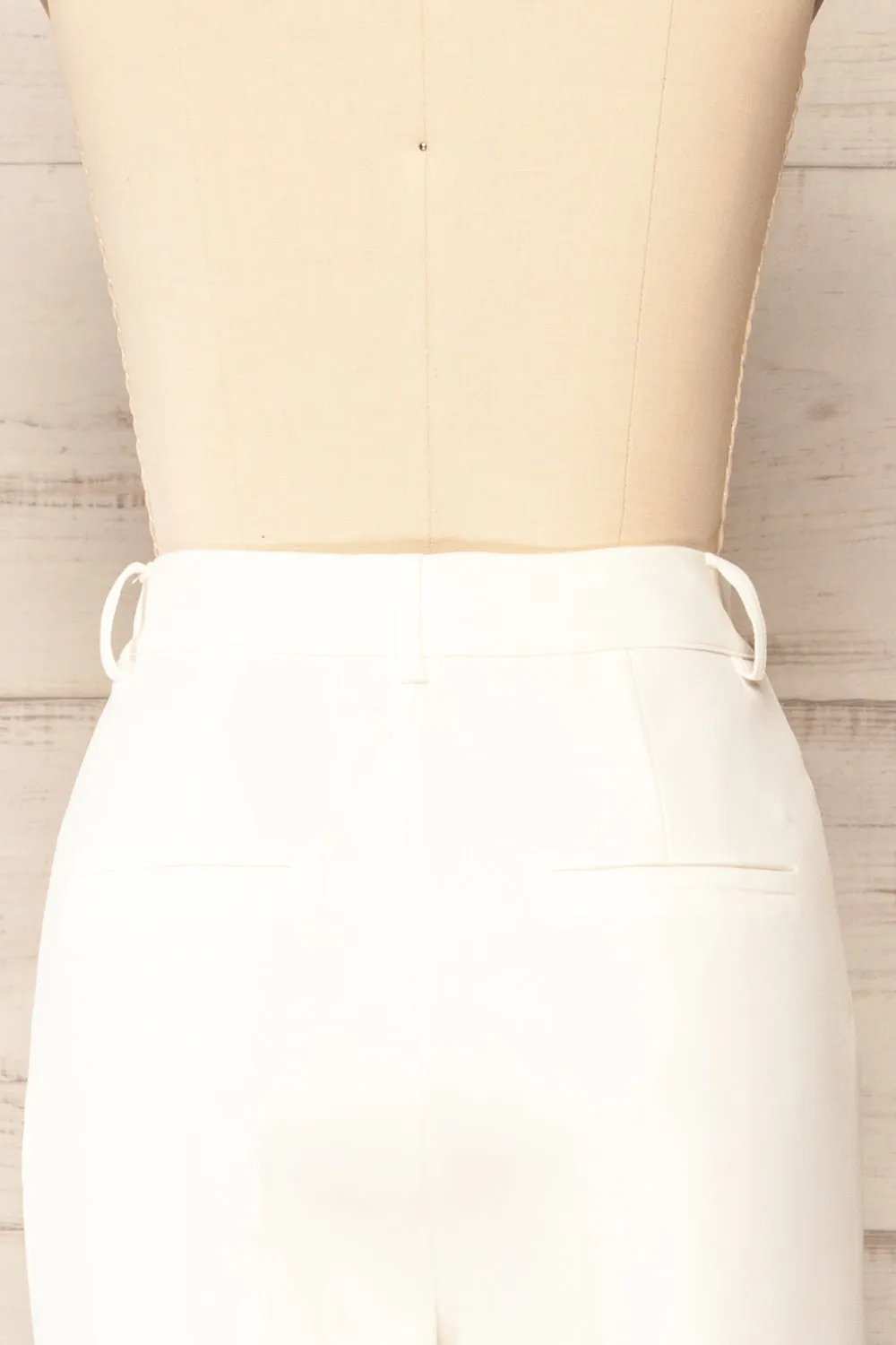 Turbine White | Solid Stitch Wide Leg Trousers