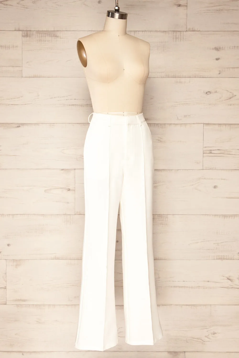 Turbine White | Solid Stitch Wide Leg Trousers