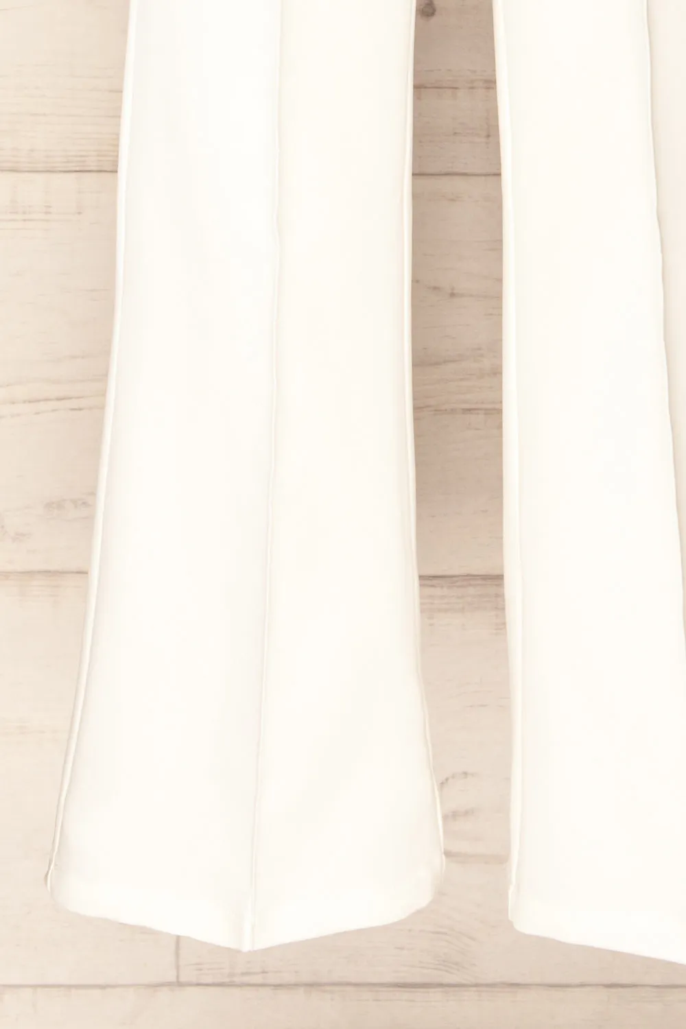 Turbine White | Solid Stitch Wide Leg Trousers