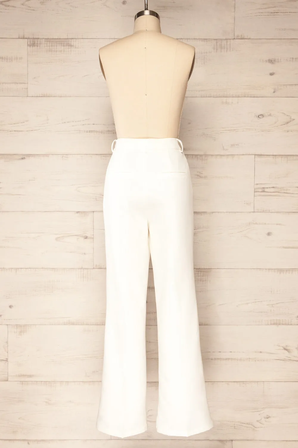 Turbine White | Solid Stitch Wide Leg Trousers