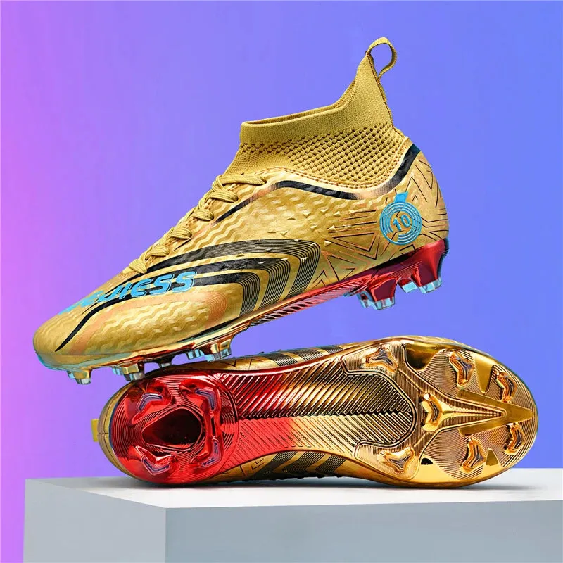 Ultralight Youth Soccer Cleats/Cristiano Ronaldo golden bottom Shoes