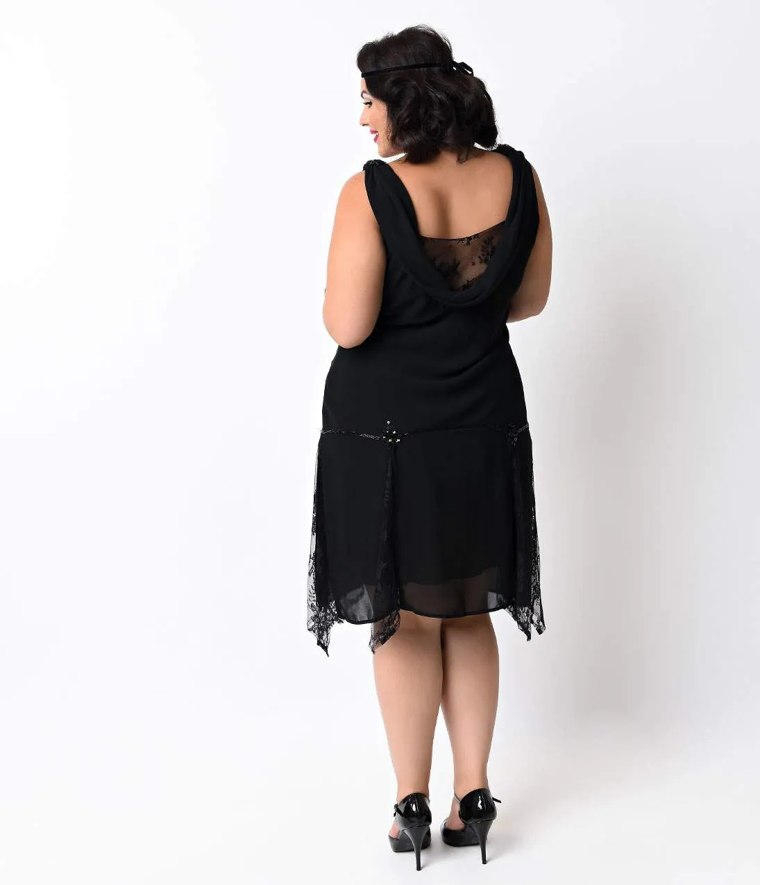 Unique Vintage Plus Size Black Hemingway Flapper Dress