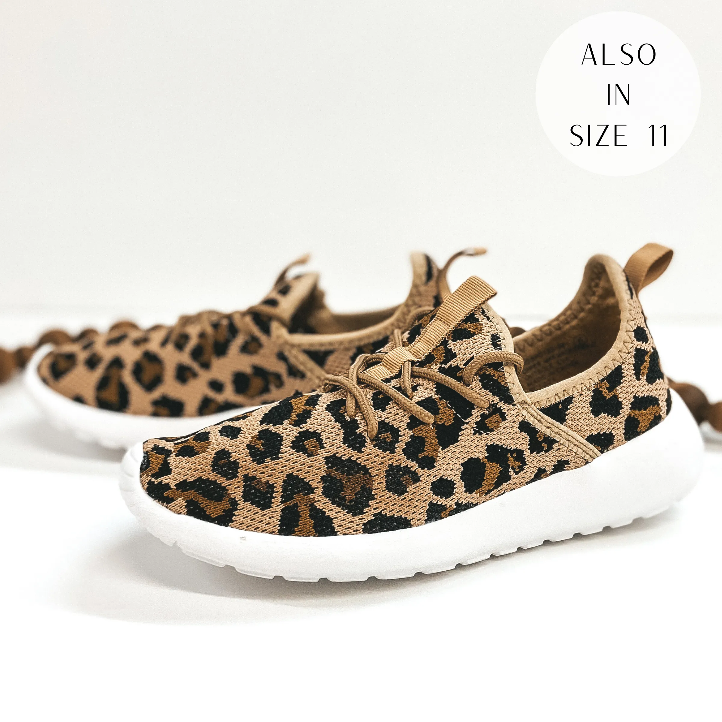 Very G | Running After You Lace Up Knit Stretch Sneakers in Leopard Print