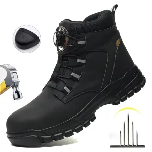 Waterproof Safety Boots Men Indestructible Steel Toe Boots Anti-smash Stab-resistant Safety Shoes Biker