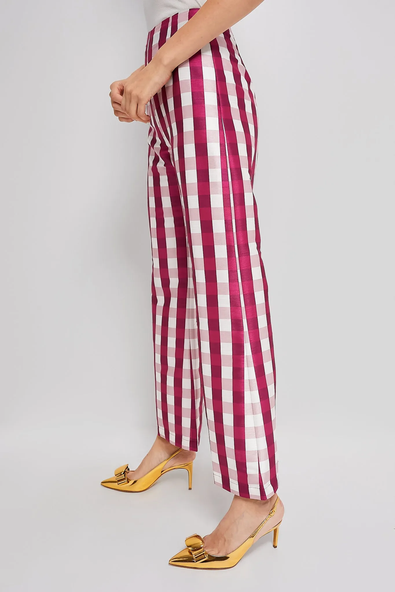 Wine Gingham Libby Pant