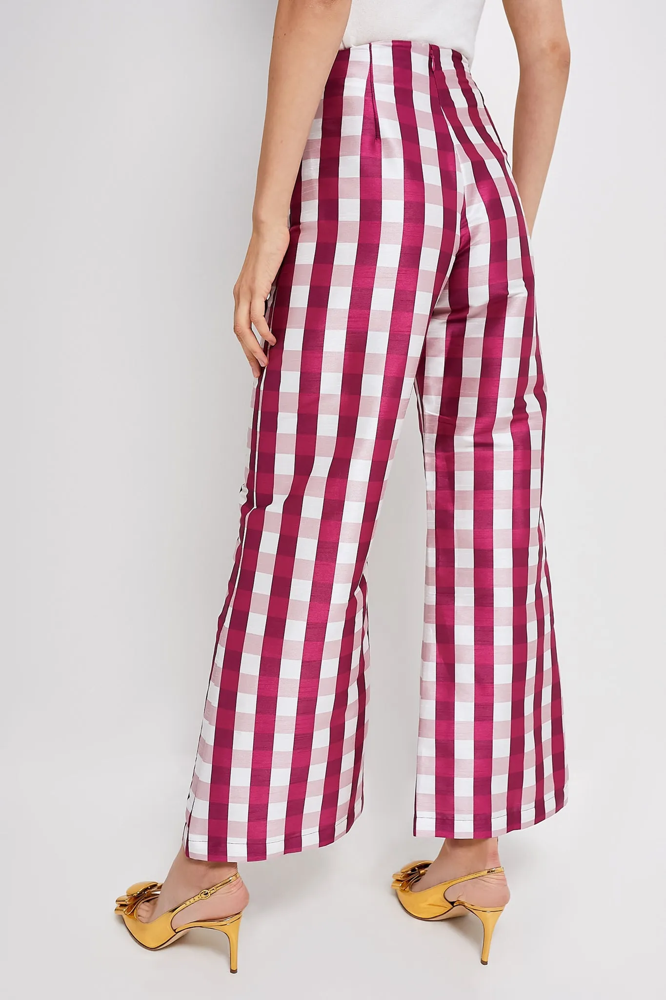 Wine Gingham Libby Pant