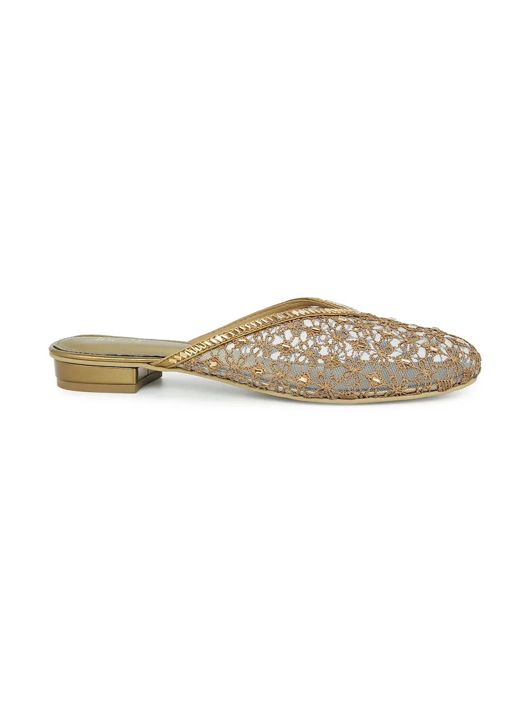 Women Antique Embellished Ethnic Mules Flats