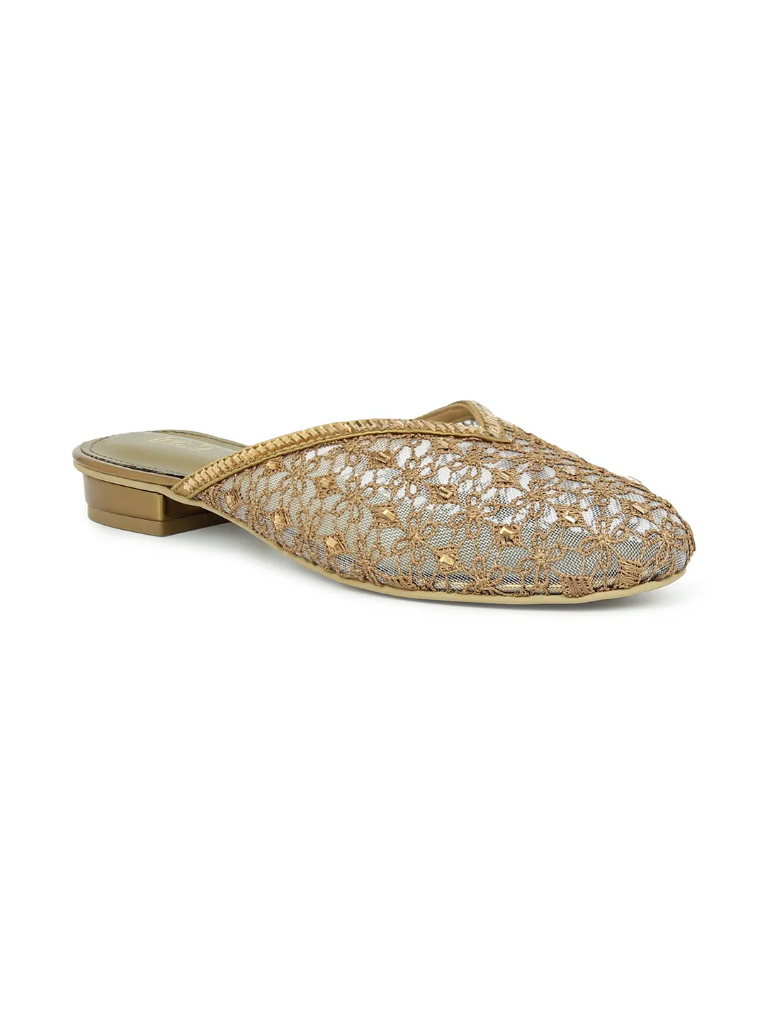 Women Antique Embellished Ethnic Mules Flats