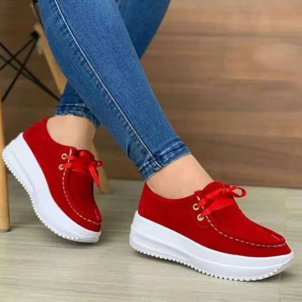 Women lace up platform wedge best walking sneakers