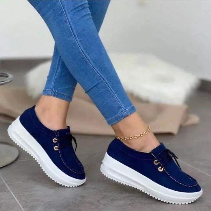 Women lace up platform wedge best walking sneakers