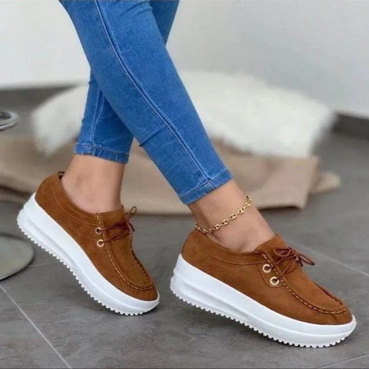 Women lace up platform wedge best walking sneakers