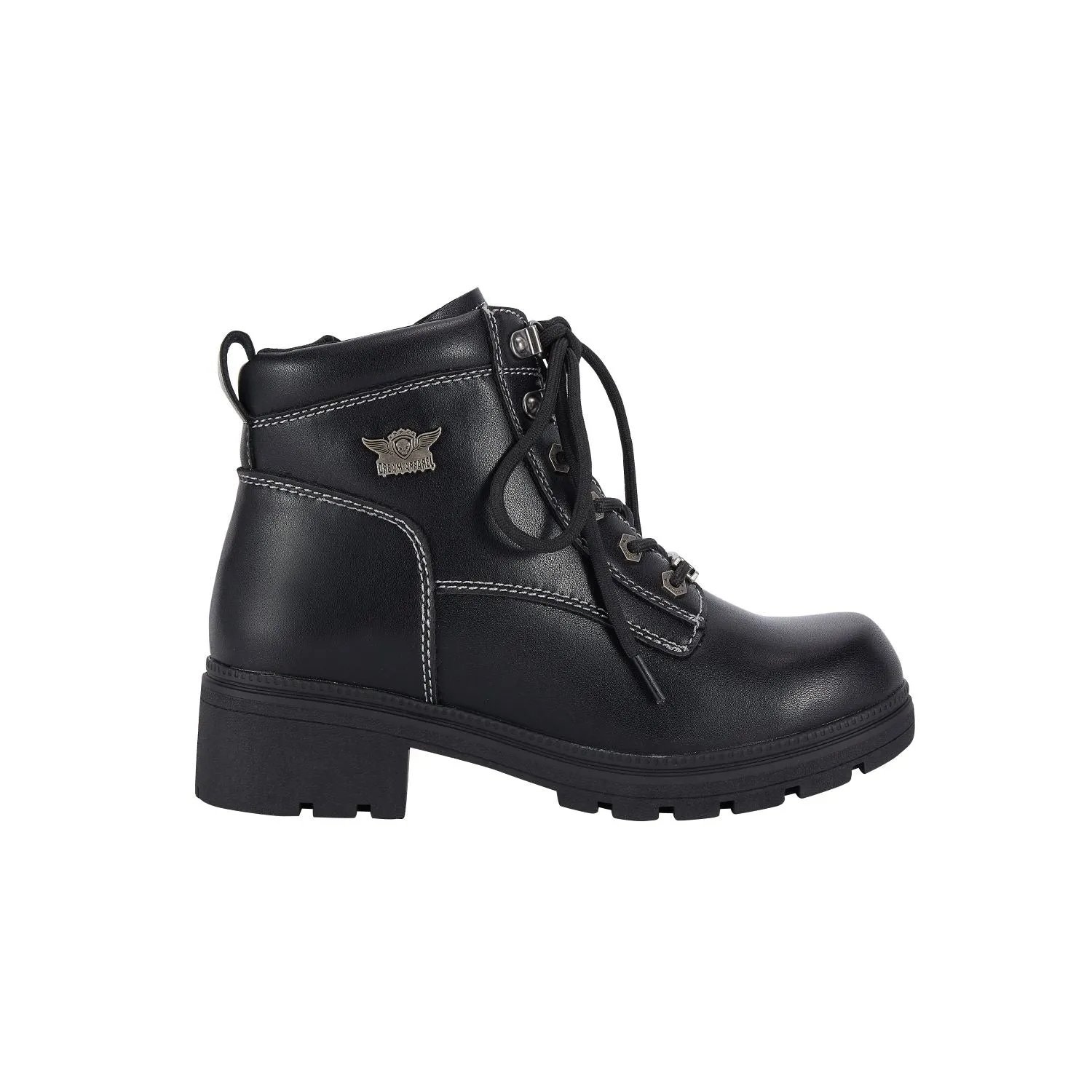 Women Leather Black Biker Boots