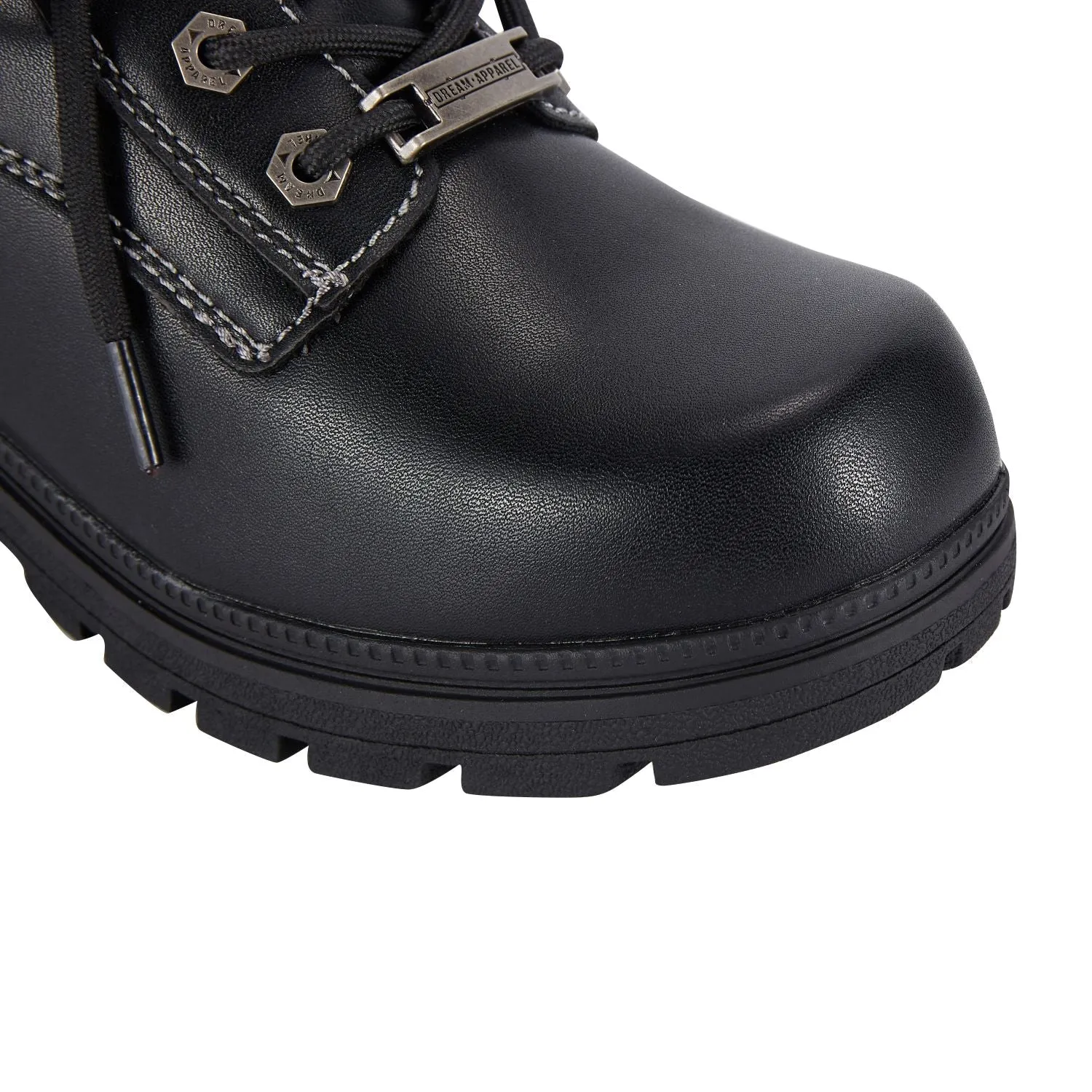 Women Leather Black Biker Boots