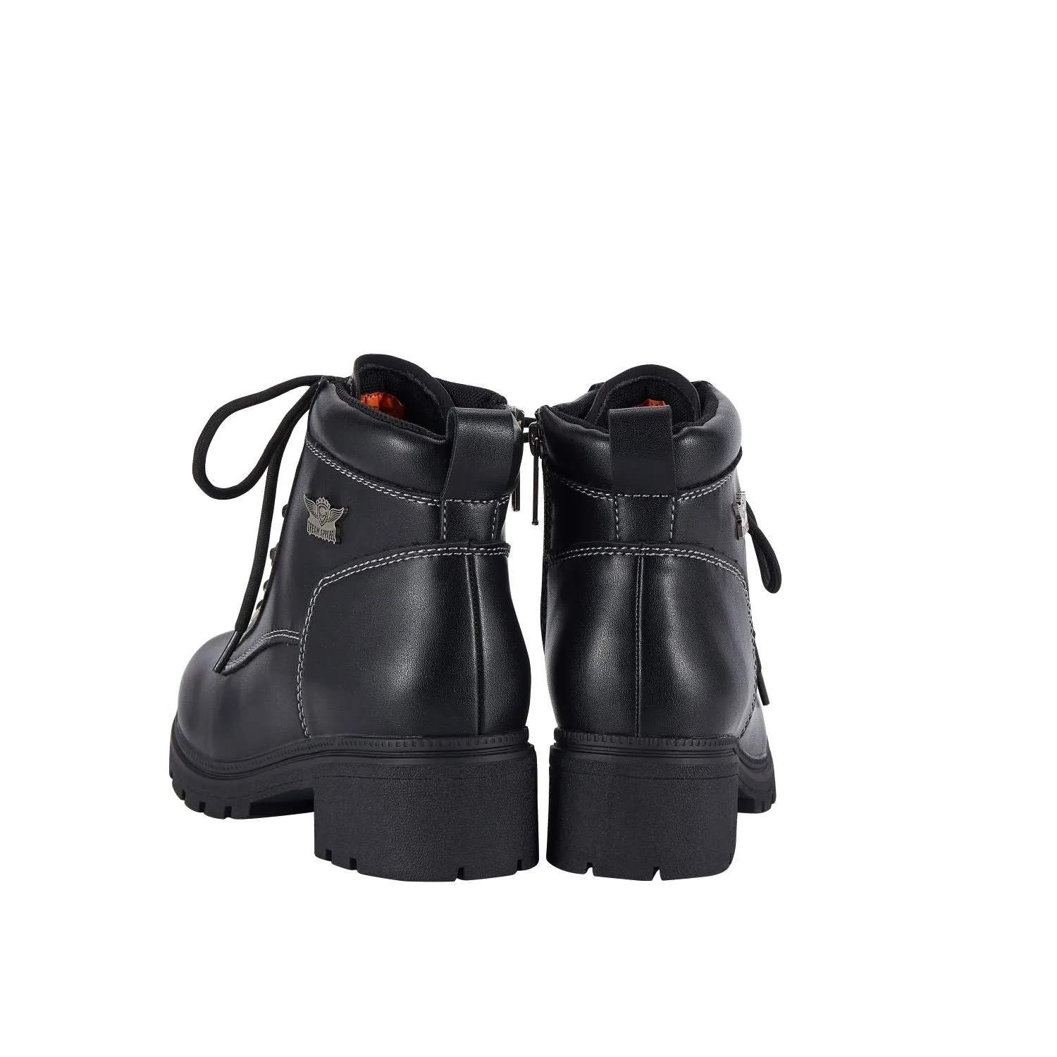 Women Leather Black Biker Boots