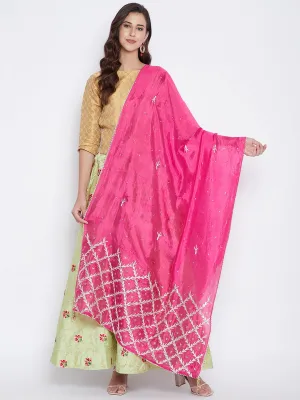 Women Magenta Embellished Dupatta