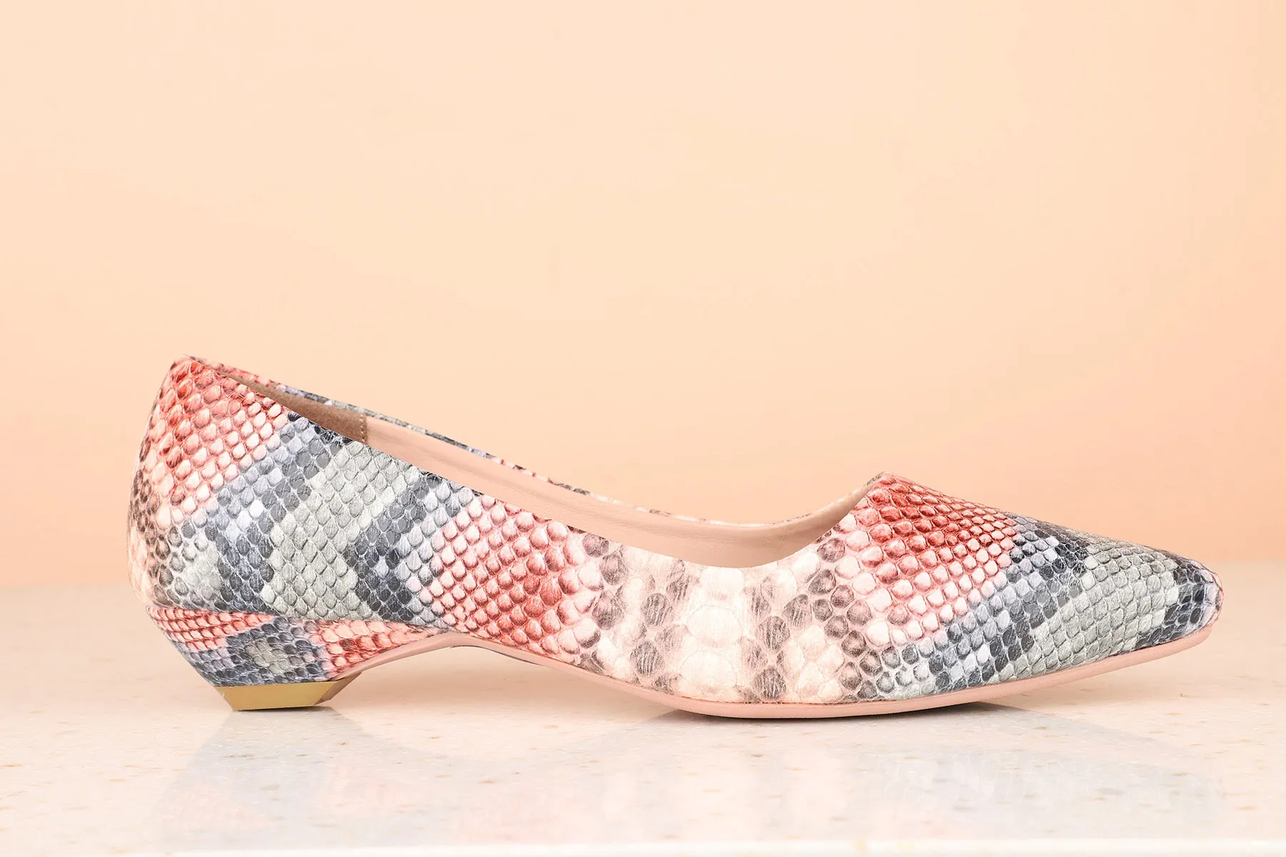 Women Pink Printed Party Kitten Pumps