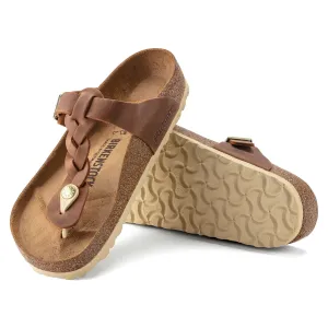 Women's Birkenstock Gizeh Braid Oiled Leather Color: Cognac