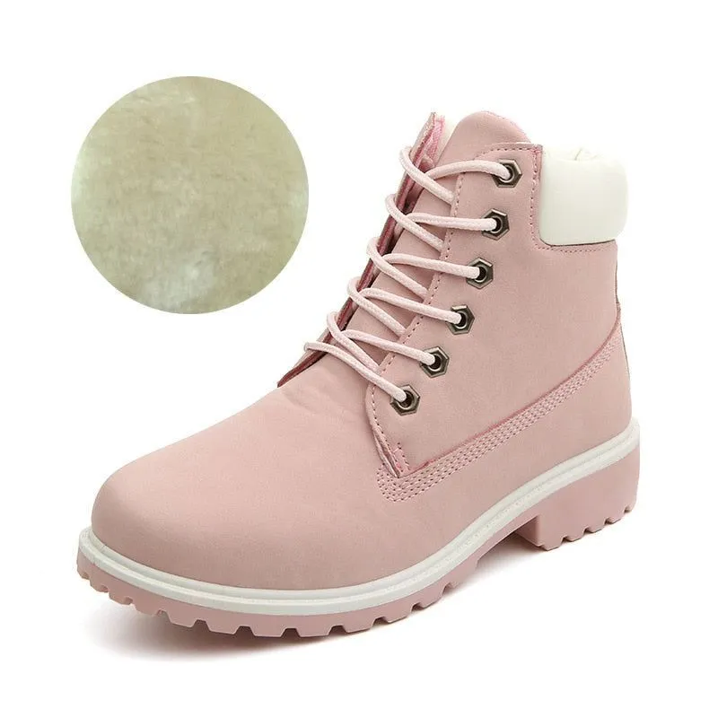 Women's Casual Shoes Warm Plush Lace-Up Ankle Boots #06-wbo191-3-2