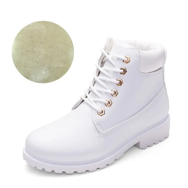 Women's Casual Shoes Warm Plush Lace-Up Ankle Boots #06-wbo191-3-2