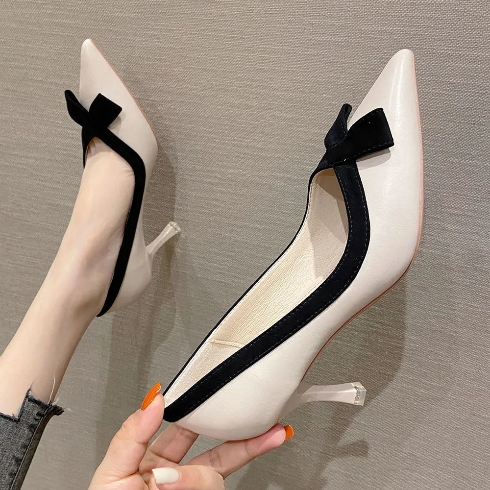 Womens Elegant Pump Pointy Toe Kitten Mid Heels