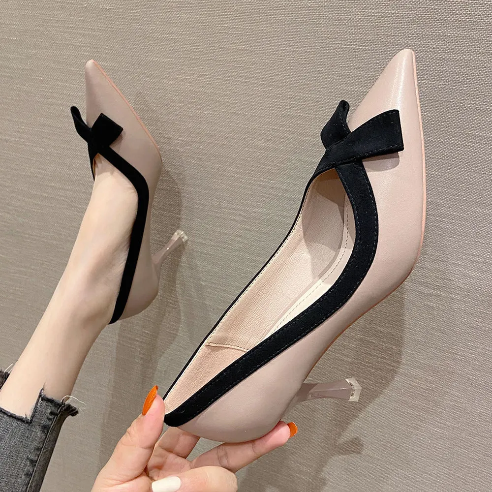 Womens Elegant Pump Pointy Toe Kitten Mid Heels