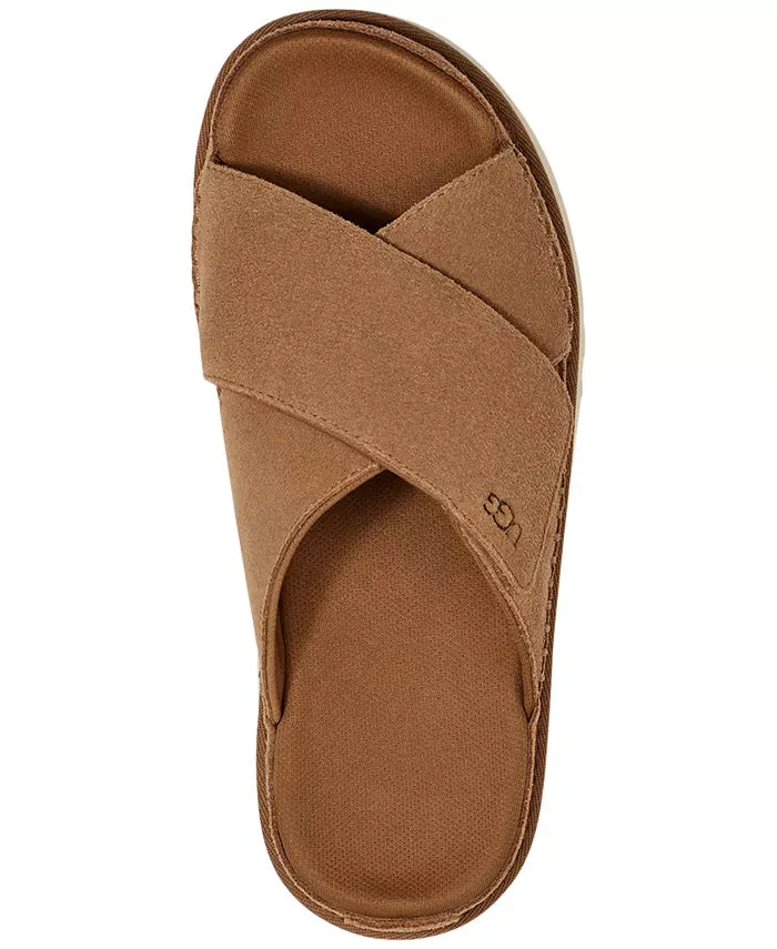 WOMEN'S UGG GOLDENSTAR CROSS SLIDE SANDAL | CHESTNUT