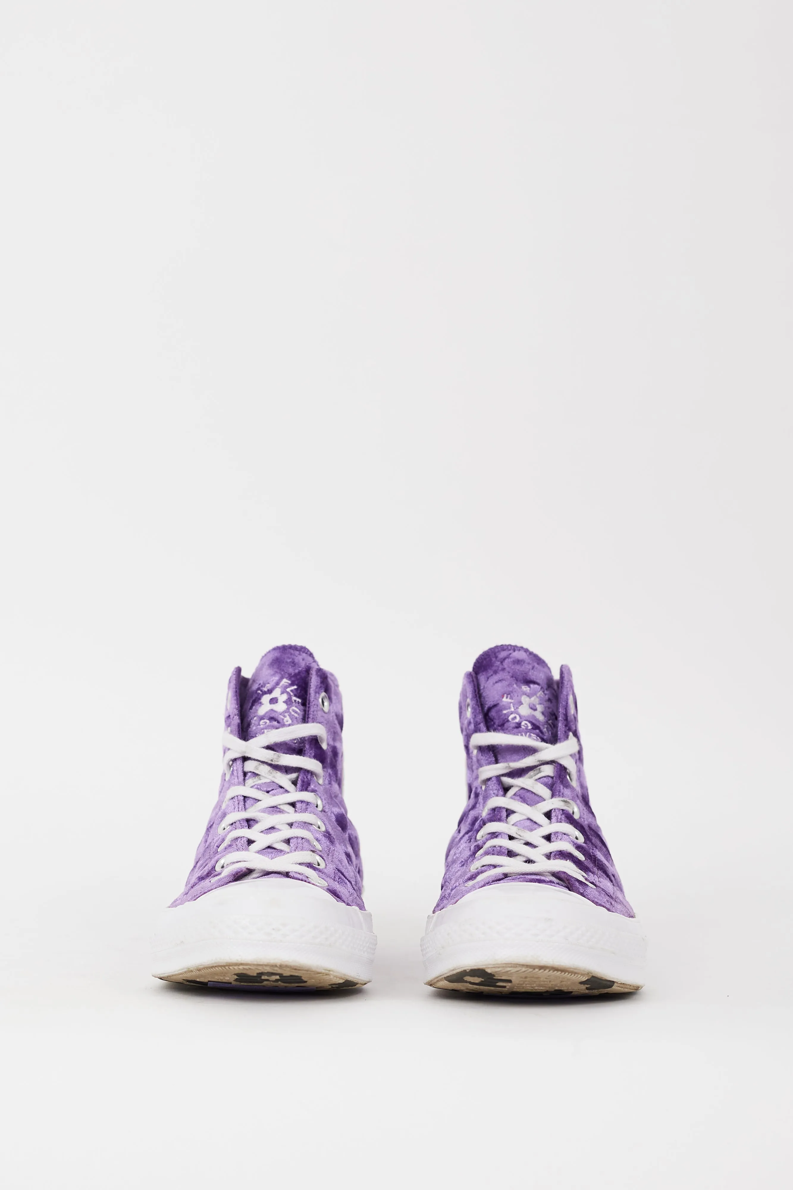 X GOLF le FLEUR* Purple & White Quilted Velvet Chuck 70 Hi Sneaker