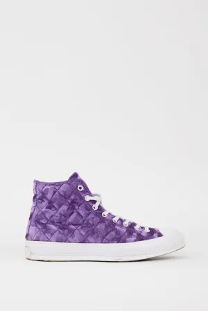 X GOLF le FLEUR* Purple & White Quilted Velvet Chuck 70 Hi Sneaker