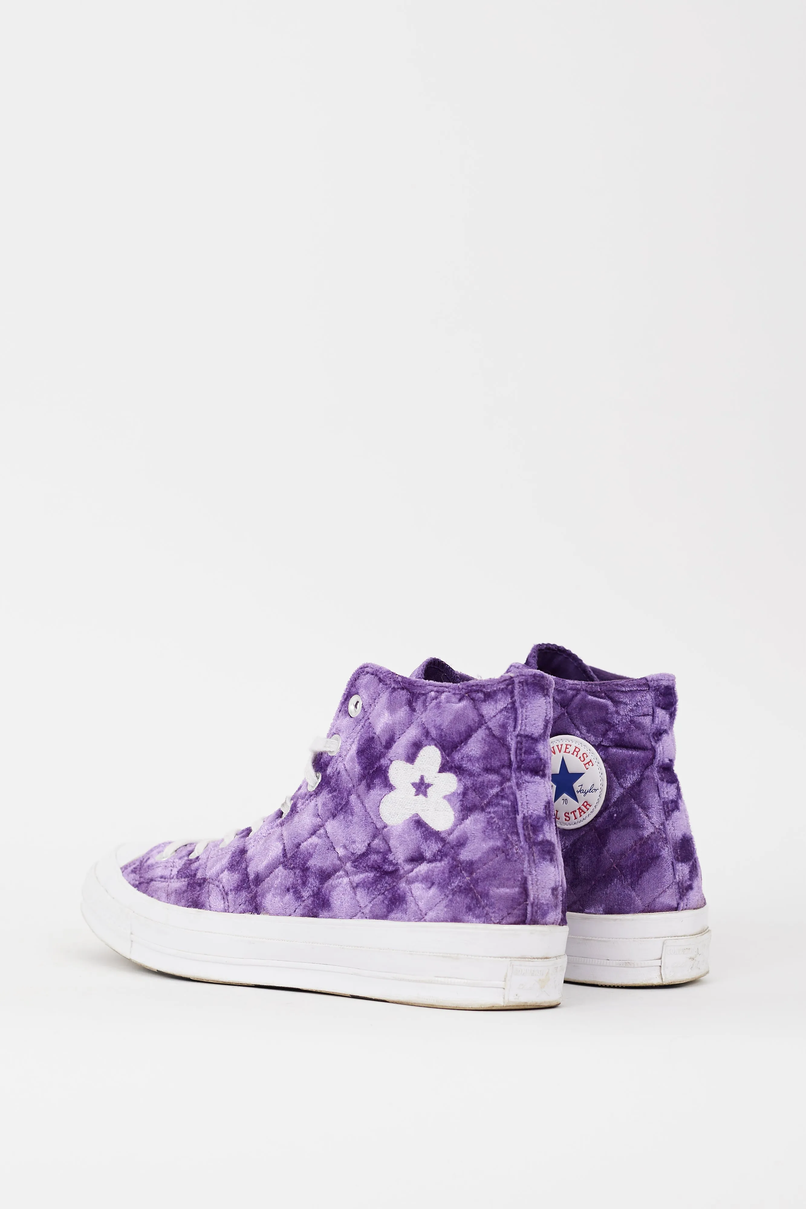 X GOLF le FLEUR* Purple & White Quilted Velvet Chuck 70 Hi Sneaker