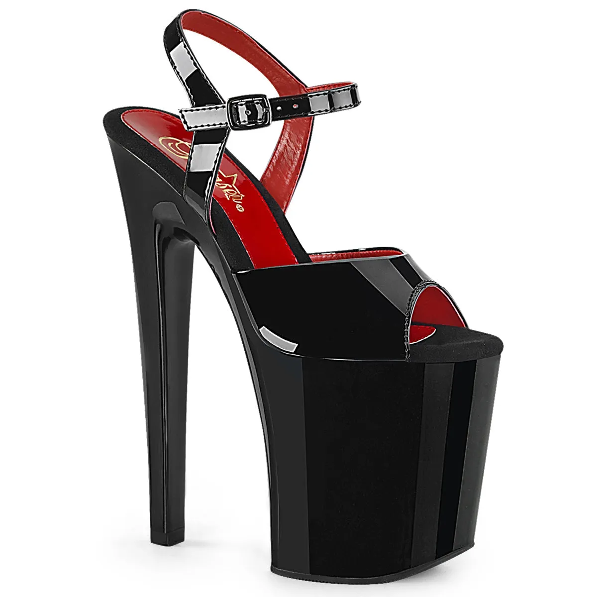 XTREME-809 Black/Red Lining, 8" Heel (Speed Heels)