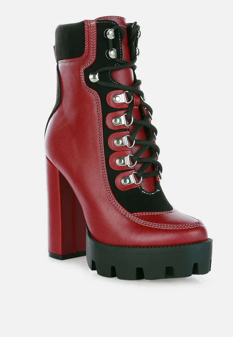 Yeti High Heel Lace Up Biker Boots