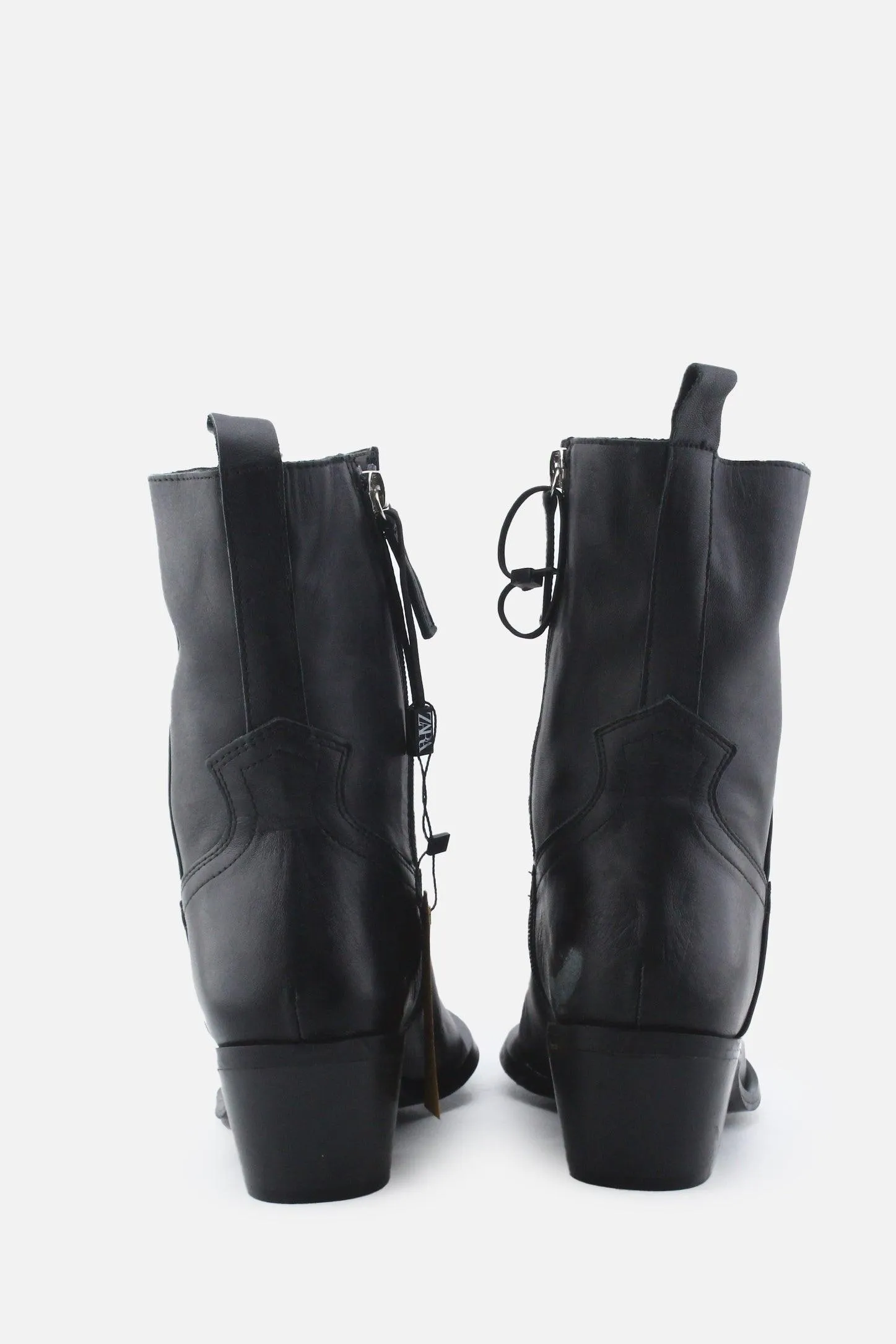 Zara Zipper Cowboy Boots | 100% Authentic Leather